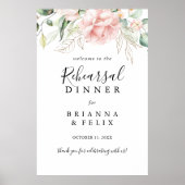 Gold Green Foliage Rehearings Dinner Welcome Sign Poster (Voorkant)