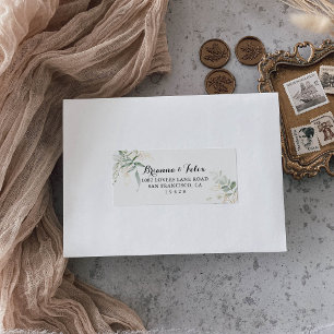 Gold Green Foliage Weddenschap RSVP-adreslabel Etiket