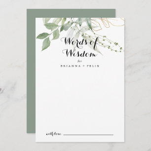 Gold Green Foliage Wedding Wordding of Wisdom Advieskaart