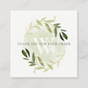 GOLD GREEN FOLIAGE WREATH LOGO TOONT DANK JE VIERKANTE VISITEKAARTJE