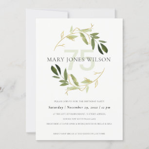 GOLD GREEN FOLIAGE WREATH TOUT ÂGE 75 CARTE D'ANNI