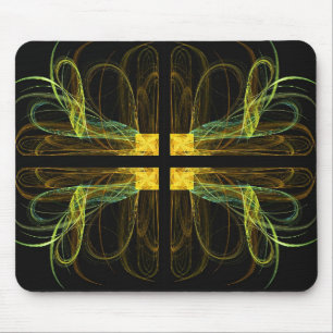 Gold & Green Fractal Mousepad Muismat