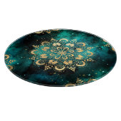 Gold & Green Galaxy Dharma Mandala Pattern Snijplank (Hoek)