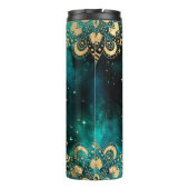 Gold & Green Galaxy Dharma Mandala Pattern Thermosbeker (Achterkant)