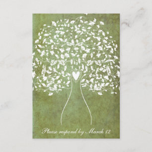 Gold Green-gemarmerde Boom Rsvp met enveloppen Kaartje