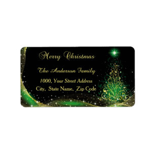 Gold Green-kerstterugzendlabel Etiket