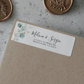 Gold Green Leaves Weduwingadreslabel Etiket