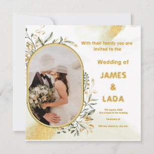 Gold Green Luxury Mariage Party Invitation