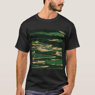 Gold Green Marble Abstract schilderen T-shirt