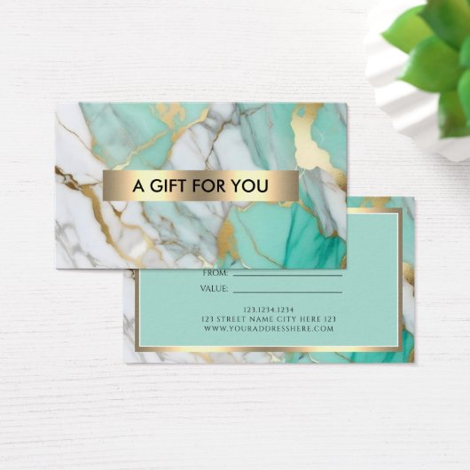 Gold Green Marble Elegant Gift Certificate (Bureau)