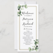 Gold Green Mariage Ceremony Programme 4x9 Card (Devant)