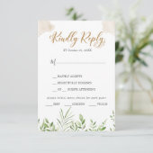 Gold Green Menu Choice Wedice RSVP Card (Debout devant)