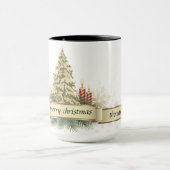 Gold Green Merry Christmas Tree Mok (Midden)