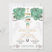Gold & Green Mexican Baby Boy Charro Baptisme Kaart (Voorkant)