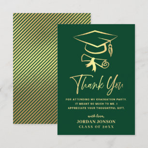 Gold Green Modern Afstuderen Bedankkaart