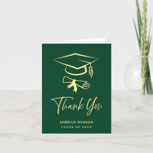 Gold Green Modern Afstuderen Bedankkaart