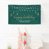 Gold & Green Modern Happy Birthday-banner Spandoek (Insitu)