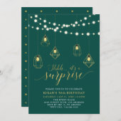 Gold & Green Modern Surprise - 50e verjaardag Kaart (Voorkant / Achterkant)