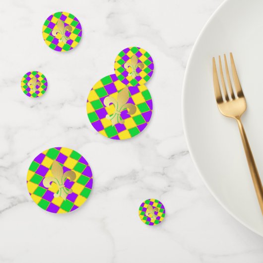 Gold Green Paars Mardi Gras Harlequin Pattern Confetti (Groep)