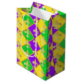 Gold Green Paars Mardi Gras Harlequin Pattern Medium Cadeauzakje (Voorkant Gekanteld)
