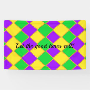 Gold Green Paars Mardi Gras Harlequin Pattern Spandoek