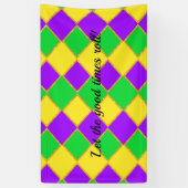 Gold Green Paars Mardi Gras Harlequin Pattern Spandoek (Verticaal)