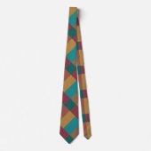 Gold Green Red Rust Turquoise Color Block Stropdas (Voorkant)