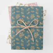 Gold Green Roses Leaf Elegant  Inpakpapier Vel (In situ)