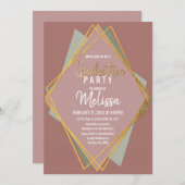 Gold Green Roze en Mauve Geometric Afstuderen Kaart (Voorkant / Achterkant)