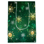 Gold Green Snowflakes vanaf Kerstmis Medium Cadeauzakje (Achterkant)
