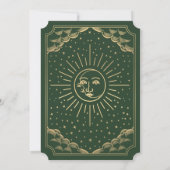 Gold Green Sun Moon Tarot Kaart Uitnodiging voor h (Achterkant)