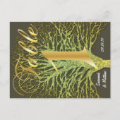 Gold Green Swirly Tree Table Number 1 Briefkaart (Voorkant)