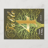 Gold Green Swirly Tree Table Number 4 Briefkaart (Voorkant)