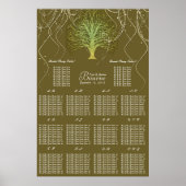 Gold Green Swirly Tree Weddenschap Poster (Voorkant)