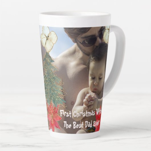 Gold Green Tree, eerste kerstfeest beste vader ooi Latte Mok (Rechterhoek)