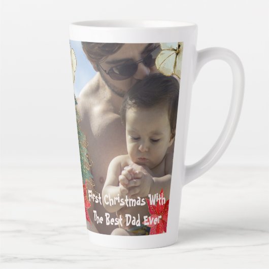 Gold Green Tree, eerste kerstfeest beste vader ooi Latte Mok (Rechts)