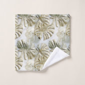 Gold Green Tropical Feuille Sage (Gant de toilette)