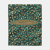 Gold Green Tropical Leopard Fleece Deken (Voorkant)