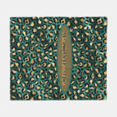 Gold Green Tropical Leopard Fleece Deken (Voorkant (Horizontaal))