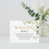 Gold Greenery Baby shower Boeken voor Baby Uitnodiging Briefkaart (Staand voorkant)