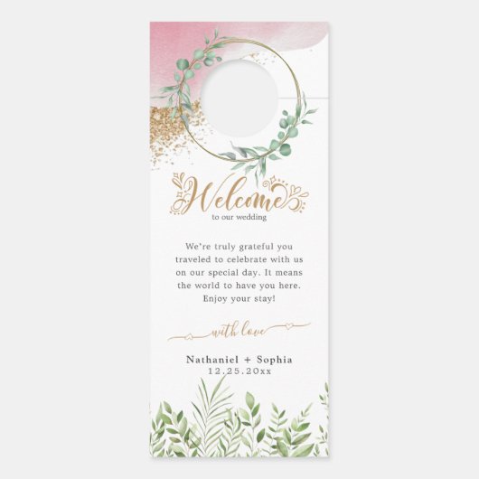 Gold Greenery bruiloft welkom niet storen (Achterkant)