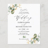 Gold Greenery Budget Wedding Invitting Flyer (Voorkant)