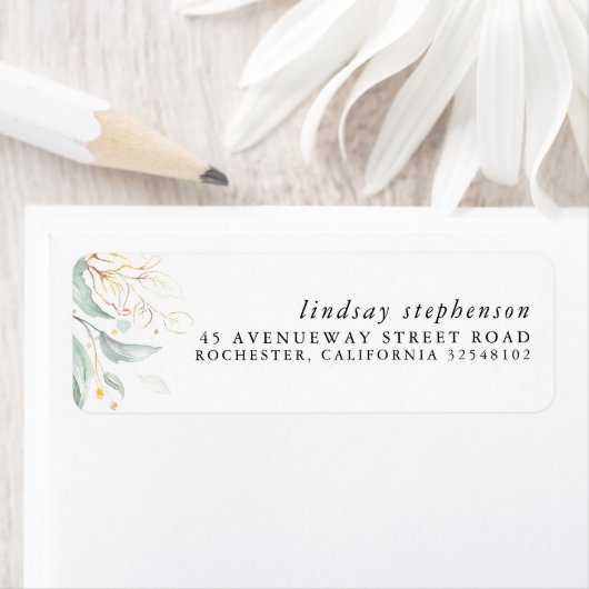 Gold Greenery Elegant Modern Etiket (Insitu)