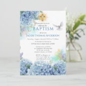 Gold Greenery Eucalyptus Boy Baptism Invitation (Debout devant)