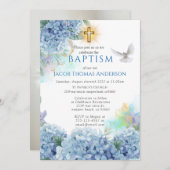 Gold Greenery Eucalyptus Boy Baptism Invitation (Devant / Derrière)