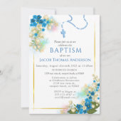 Gold Greenery Eucalyptus Boy Baptism Invitation (Devant)