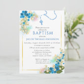 Gold Greenery Eucalyptus Boy Baptism Invitation (Debout devant)
