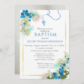 Gold Greenery Eucalyptus Boy Baptism Invitation (Devant / Derrière)