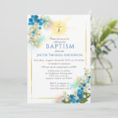 Gold Greenery Eucalyptus Boy Baptism Invitation (Debout devant)