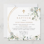 Gold Greenery Eucalyptus Boy Baptisme Invitation Kaart (Voorkant)